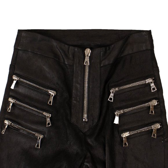 UNRAVEL PROJECT Black Leather Slim Biker Pants Size 26 $1735 - Picture 2 of 4
